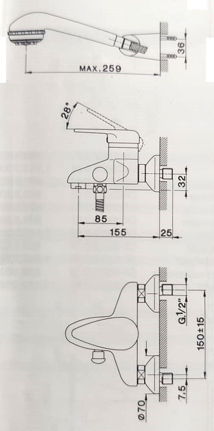 Cisal - Cronos - Single Lever Complete Bath Mixer