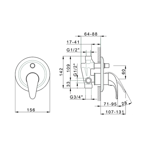 Cisal - Etna - Single Lever Built In Bath Mixer