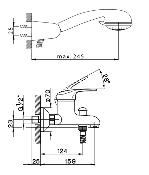 Cisal - Europa - Single Lever Complete Bath Mixer