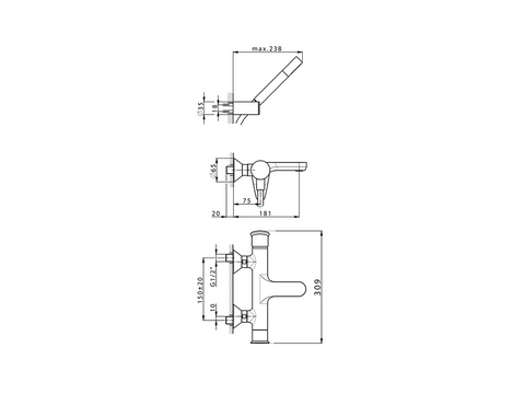 Huber - Harlock - Single Lever Bath Mixer with Set