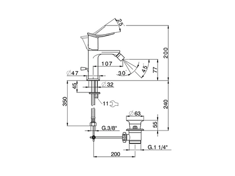 Huber - Harlock - Single Lever Bidet Mixer