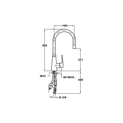 Cisal - Cucina - Single Lever Extractable Sink Mixer