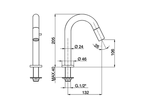 Cisal - Less Minimal - Deck Mounted Pillar Tap