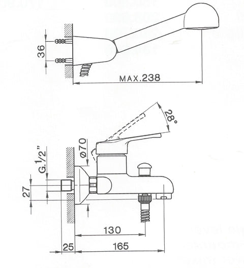 Cisal - Mito 2 - Single Lever Complete Bath Mixer