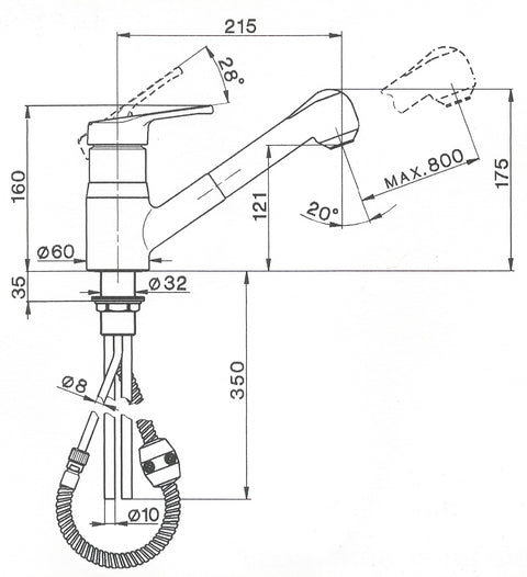 Cisal - Mito 2 - Single Lever Extractable Sink Mixer
