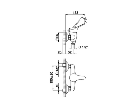 Cisal - Mito 3 - Single Lever Shattaf Mixer