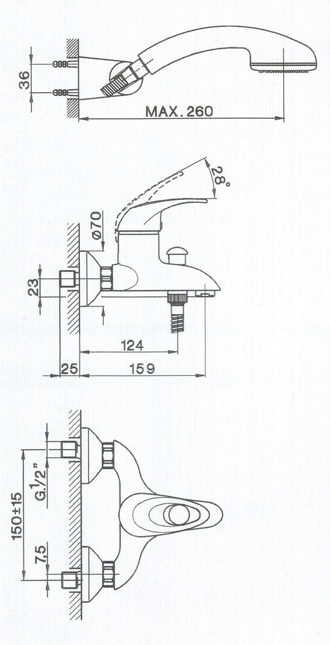 Cisal - Magic - Single Lever Complete Bath Mixer