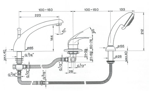 Cisal - Magic - 3 Hole Deck Mounted Jacuzzi Mixer