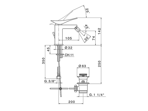 Cisal - Roadster Accent - Single Lever Bidet Mixer