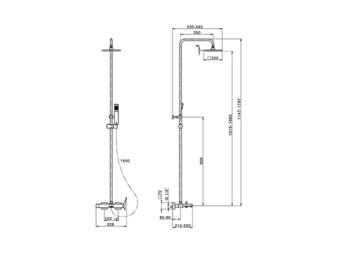 Huber - Round - 3 Function Single Lever Bath Mixer