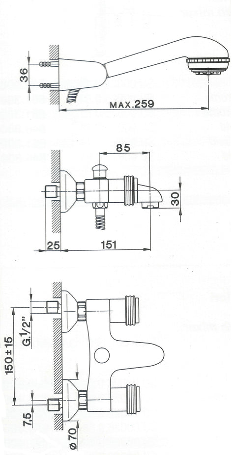 Cisal - Sultano - Complete Duplex Bath Mixer
