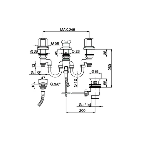 Cisal - TR - 3 Hole Duplex Bidet Mixer