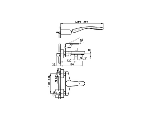 Cisal - Alma - Single Lever Bath Mixer with Set