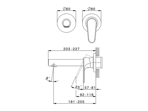 Cisal - Alma - Single Lever Wall Mounted Basin Mixer