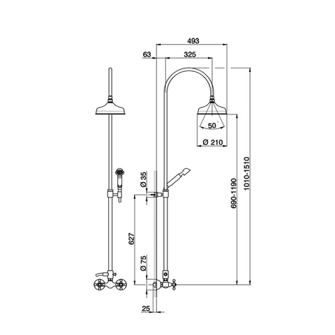 Cisal - Arcana Ceramica - 2 Function Column Shower Mixer