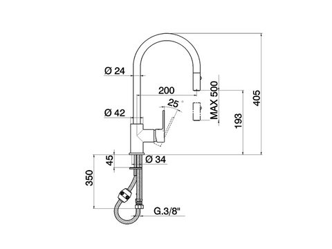Cisal - Tender - Single Lever Sink Mixer with Shower