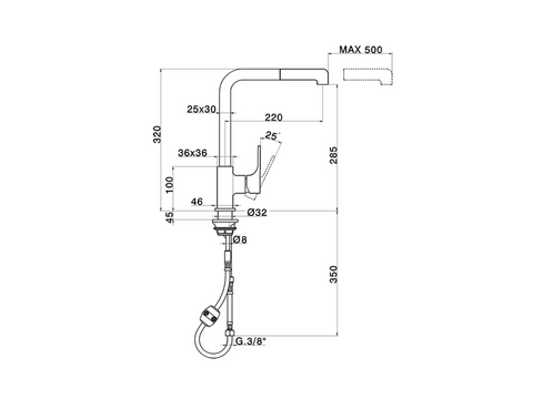 Cisal - Cubic - Single Lever Extractable Sink Mixer