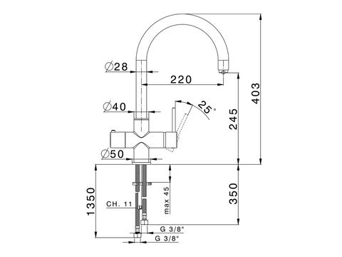 Cisal - Cucina - Single Lever Cooking Sink Mixer
