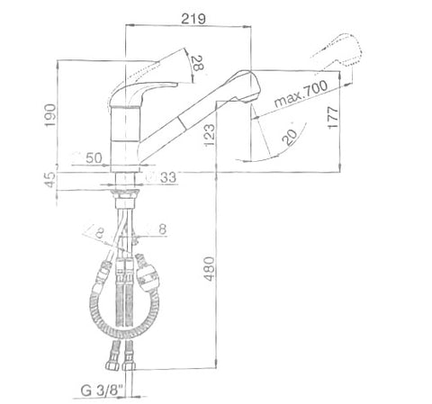 Cisal - Etna - Single Lever Extractable Sink Mixer
