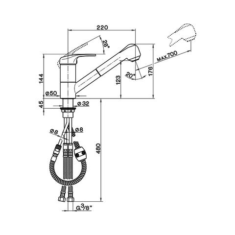 Cisal - Europa - Single Lever Extractable Sink Mixer