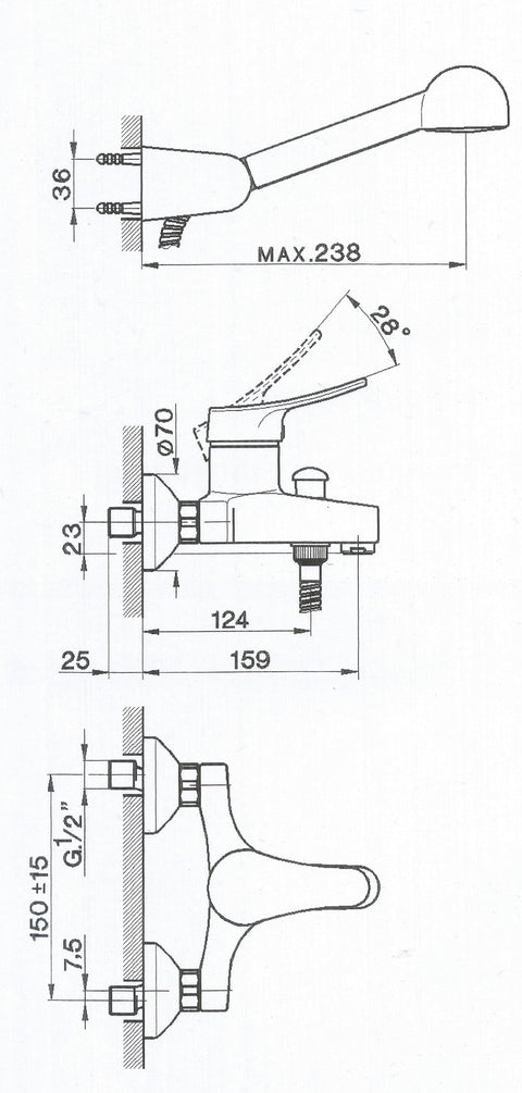 Cisal - Futurity - Single Lever Complete Bath Mixer