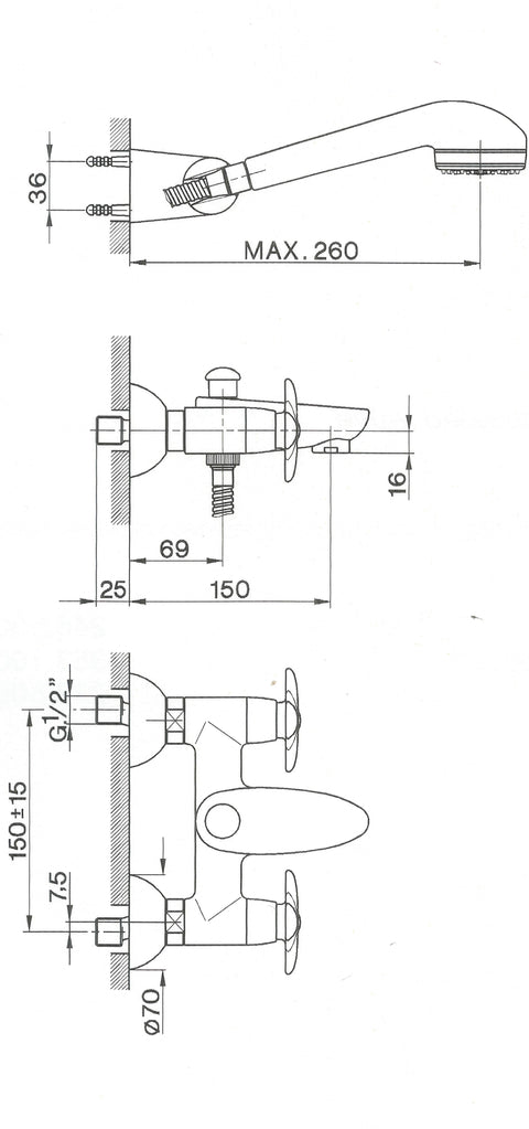 Cisal - Ginevra Ceramic - Complete Duplex Bath Mixer
