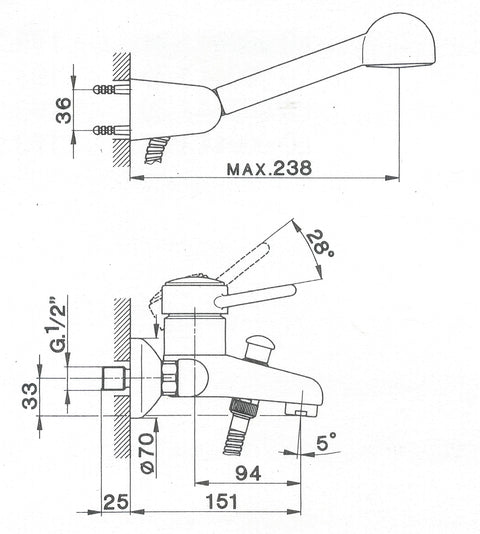 Cisal - Logic - Single Lever Complete Bath Mixer