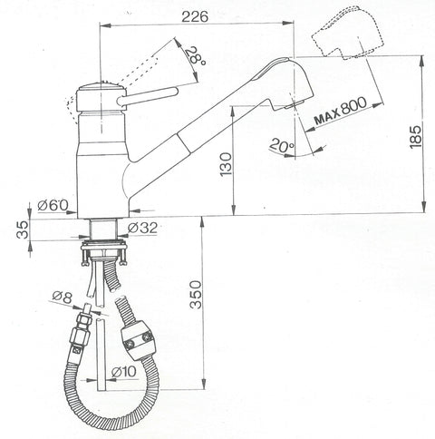 Cisal - Logic - Single Lever Extractable Sink Mixer