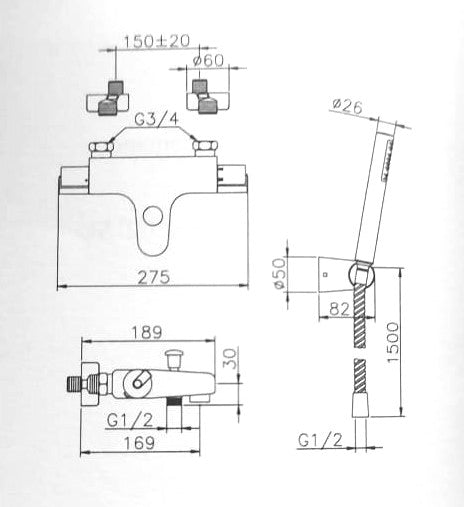 Huber - Prime Thermal - Thermostatic Bath Mixer with Set