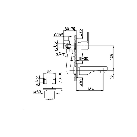 Cisal - TR - 4 Hole Built In Duplex Shower Mixer
