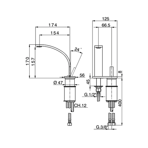 Cisal - Wave - Single Lever 2 Hole Basin Mixer